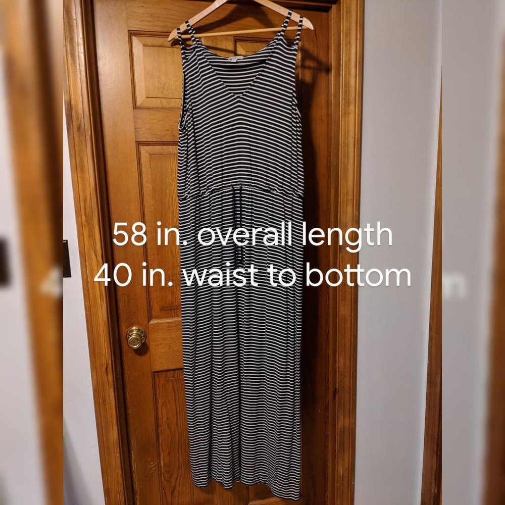 LL Bean Signature Striped Sleeveless Maxi Dress L